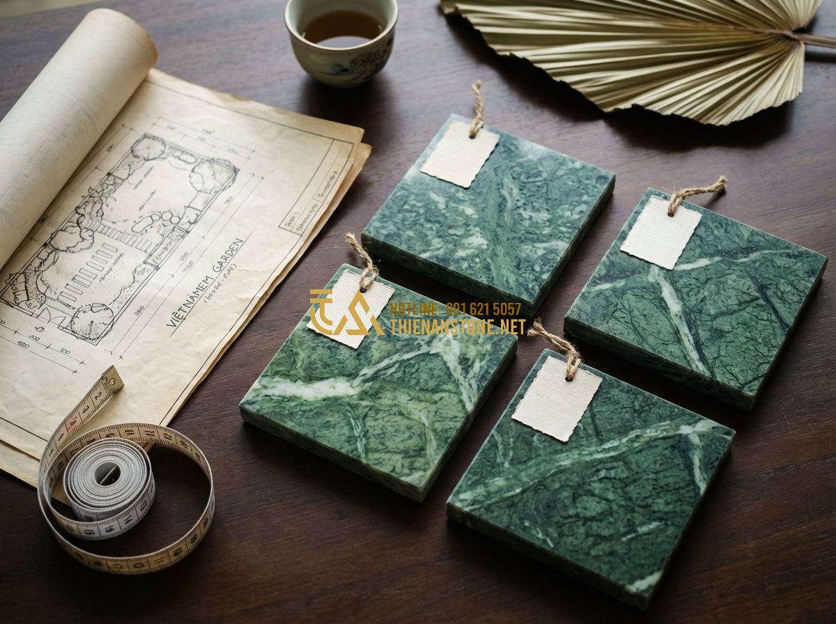 1 Bộ Bàn Ghế Đá Tự Nhiên Bao Nhiêu Tiền? Bảng Giá Cập Nhật Mới Nhất - Hình 4 1 Bộ Bàn Ghế Đá Tự Nhiên Bao Nhiêu Tiền? Bảng Giá Cập Nhật Mới Nhất - A flat-lay professional photograph showing different samples of natural stones: