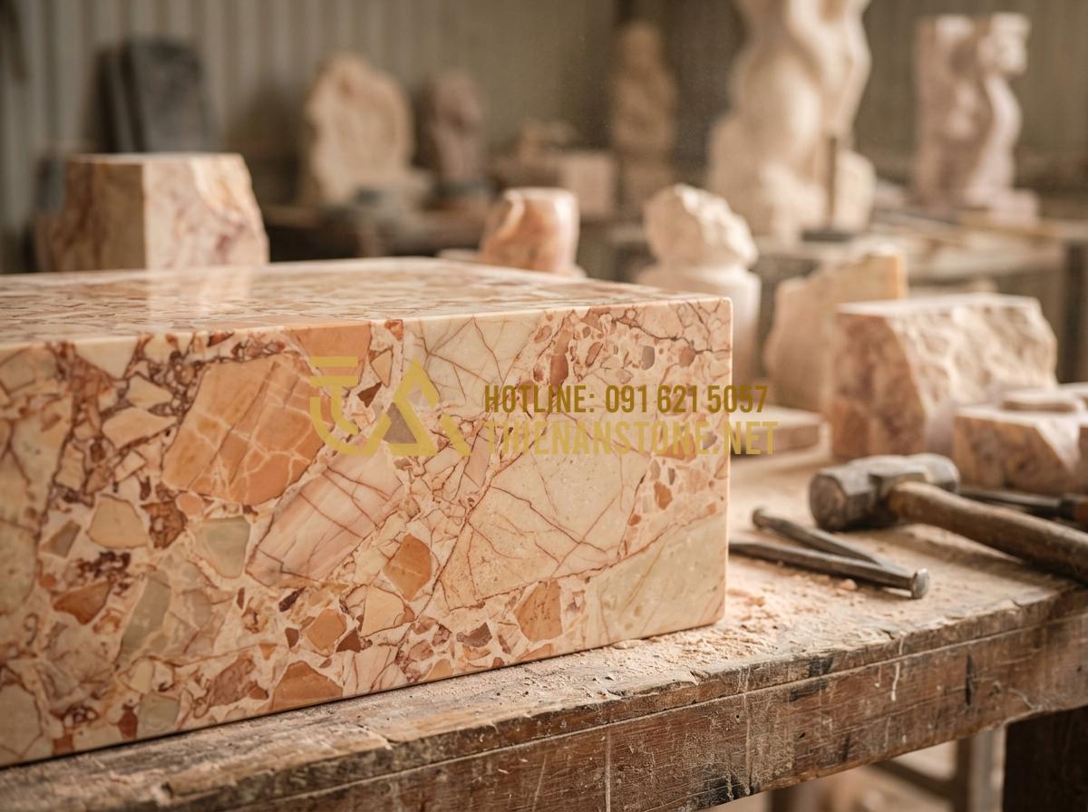 15+ Mẫu nắp hút đáy bể cá bằng đá đẹp, tinh xảo cho mọi phong cách thiết kế - Tạo ảnh tiếng Anh: A master craftsman at Thien An Stone workshop carefully selec