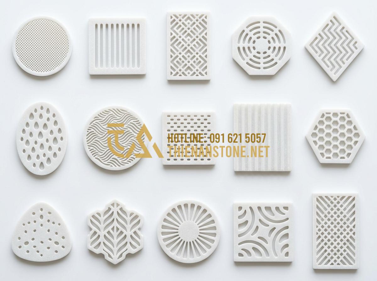 15+ Mẫu nắp hút đáy bể cá bằng đá đẹp, tinh xảo cho mọi phong cách thiết kế - Tạo ảnh tiếng Anh: A catalog-style showcase of 15 different natural stone drain