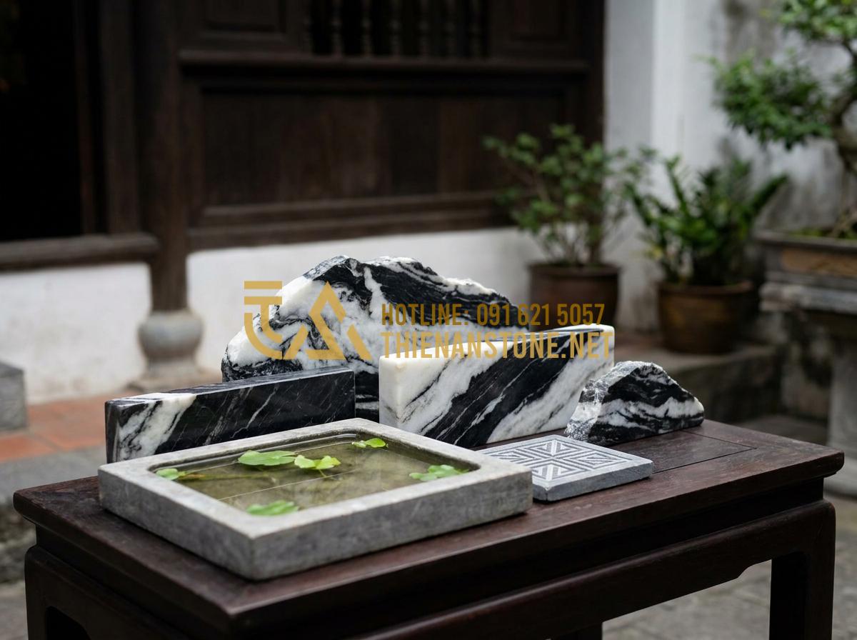 15+ Mẫu tiểu cảnh đá Tuyết Sơn hiện đại tối ưu diện tích sân vườn - Hình 12 15+ Mẫu tiểu cảnh đá Tuyết Sơn hiện đại tối ưu diện tích sân vườn - Simple yet elegant Tuyet Son stone arrangement in minimalist style with geometri