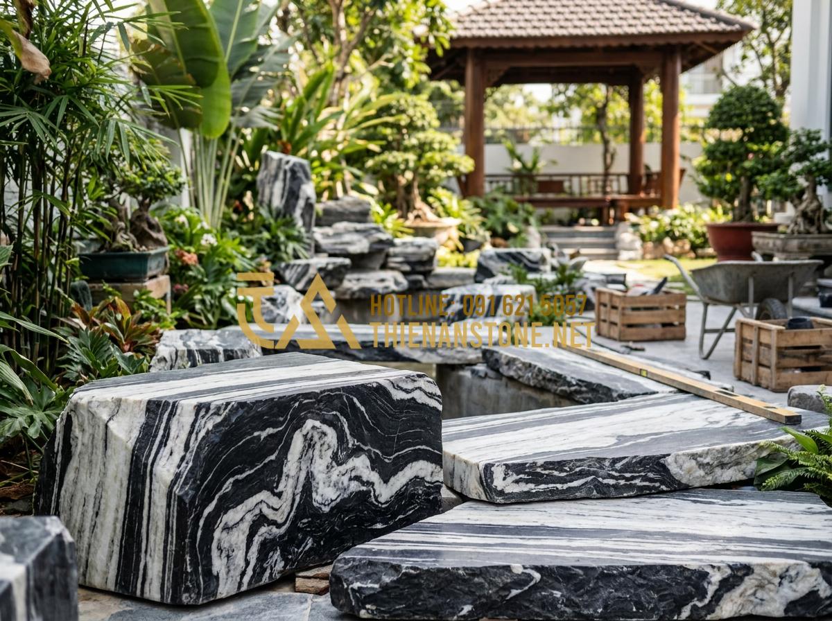 15+ Mẫu tiểu cảnh đá Tuyết Sơn hiện đại tối ưu diện tích sân vườn - Hình 23 15+ Mẫu tiểu cảnh đá Tuyết Sơn hiện đại tối ưu diện tích sân vườn - Professional team from Da Canh Thien An installing a custom Tuyet Son stone gard
