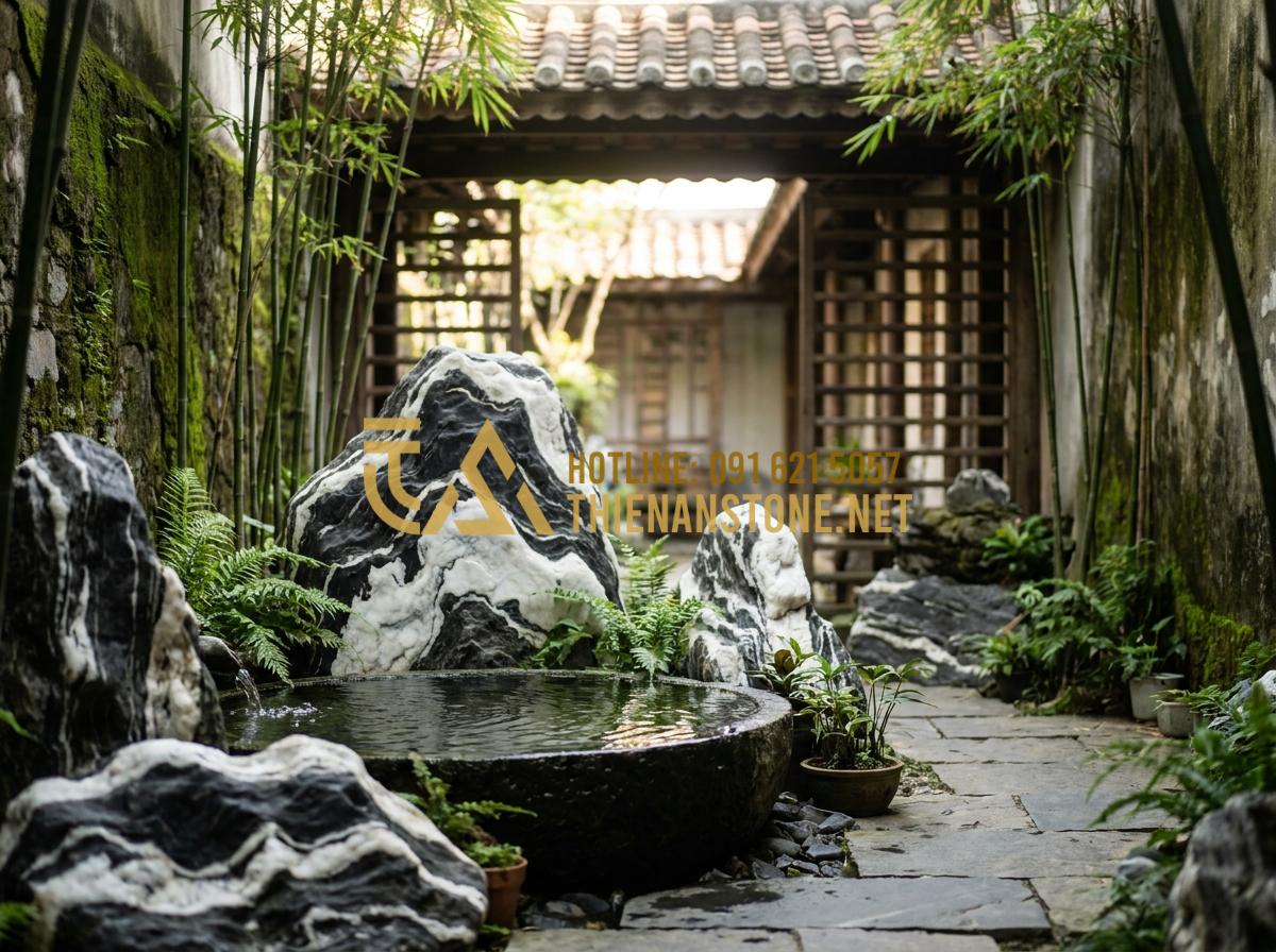 15+ Mẫu tiểu cảnh đá Tuyết Sơn hiện đại tối ưu diện tích sân vườn - Hình 6 15+ Mẫu tiểu cảnh đá Tuyết Sơn hiện đại tối ưu diện tích sân vườn - Minimalist Tuyet Son stone design principle illustration with balanced compositi