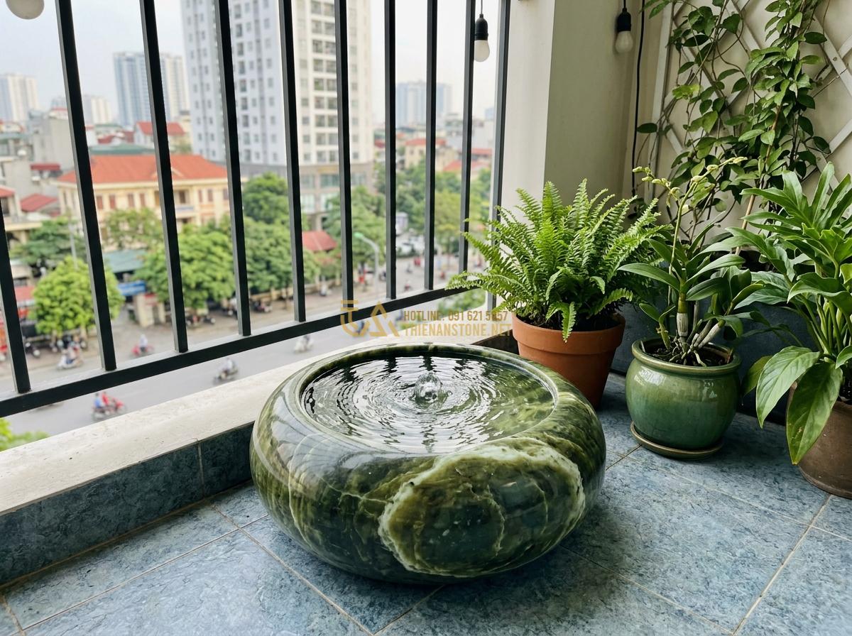 Ang Đựng Nước Bằng Đá Tự Nhiên: Lợi Ích, Đặc Điểm Và Ứng Dụng Thực Tế - Hình 11 Ang Đựng Nước Bằng Đá Tự Nhiên: Lợi Ích, Đặc Điểm Và Ứng Dụng Thực Tế - Compact natural stone water ang designed for small balcony spaces with minimalis