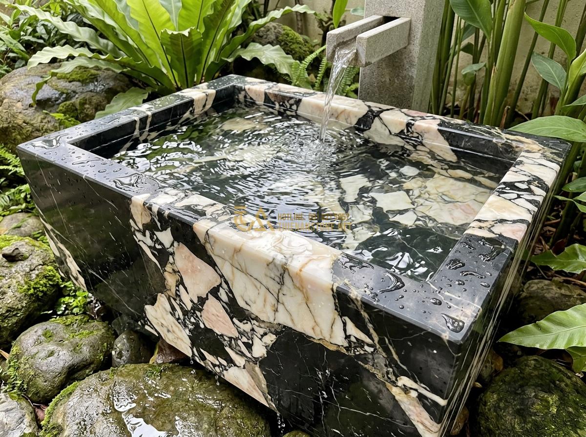 Ang Nước Bằng Đá Cho Sân Vườn Nhỏ Và Ban Công: Top Mẫu Đẹp Giá Tốt - Hình 13 Ang Nước Bằng Đá Cho Sân Vườn Nhỏ Và Ban Công: Top Mẫu Đẹp Giá Tốt - Detailed close-up of monolithic natural stone water basin showing seamless textu