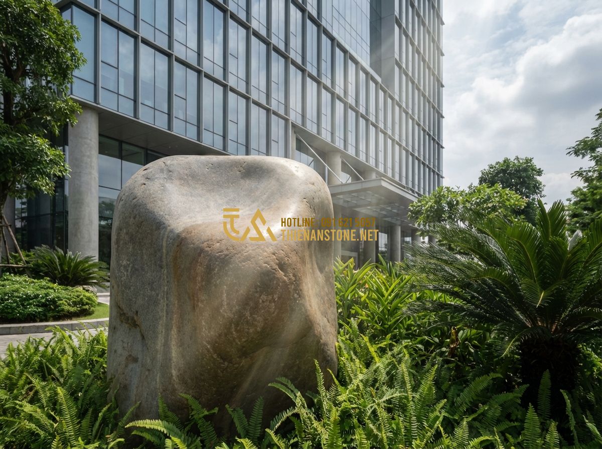 Bảng Giá Biển Hiệu Đá Tự Nhiên Mới Nhất 2024 - Cập Nhật Chi Tiết Từng Loại Đá - Tạo ảnh tiếng Anh: A majestic natural stone monument sign standing in front of a