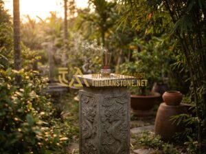 Báo Giá Bàn Thờ Thiên Ngoài Trời Bằng Đá 2026 & Kích Thước Chuẩn Lỗ Ban - Create a high-quality photo of a traditional Vietnamese stone altar (Ban Tho Thi