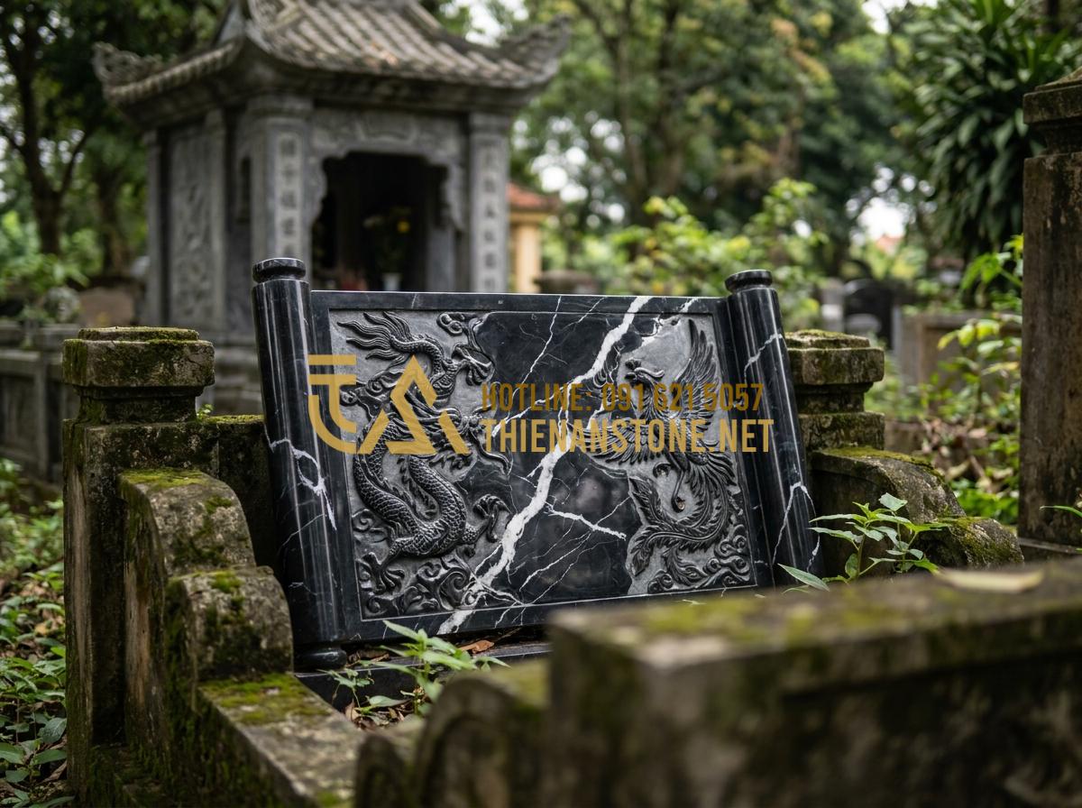 Báo Giá Cuốn Thư Đá Lăng Mộ Mới Nhất: Bảng Giá Tại Xưởng Năm 2026 - Hình 1 Báo Giá Cuốn Thư Đá Lăng Mộ Mới Nhất: Bảng Giá Tại Xưởng Năm 2026 - Detailed high-resolution photograph of a traditional Vietnamese stone tomb scrol