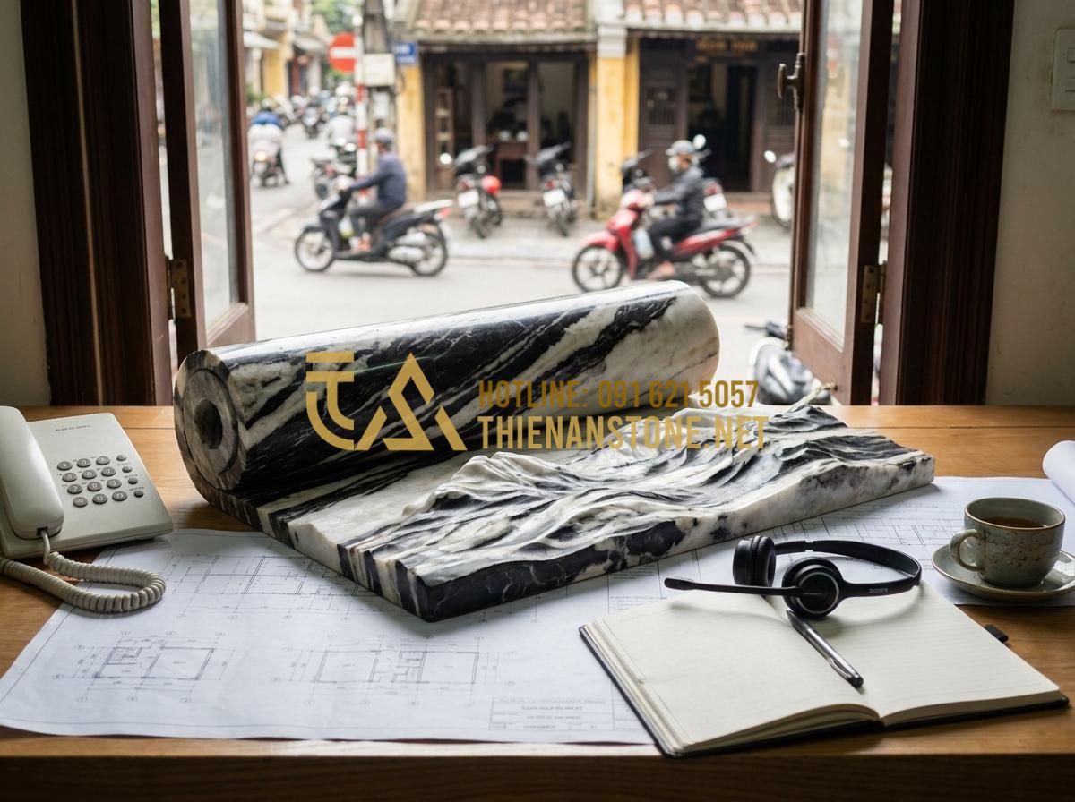 Báo Giá Cuốn Thư Đá Lăng Mộ Mới Nhất: Bảng Giá Tại Xưởng Năm 2026 - Hình 21 Báo Giá Cuốn Thư Đá Lăng Mộ Mới Nhất: Bảng Giá Tại Xưởng Năm 2026 - Customer service team discussing stone scroll price quotes over the phone with d