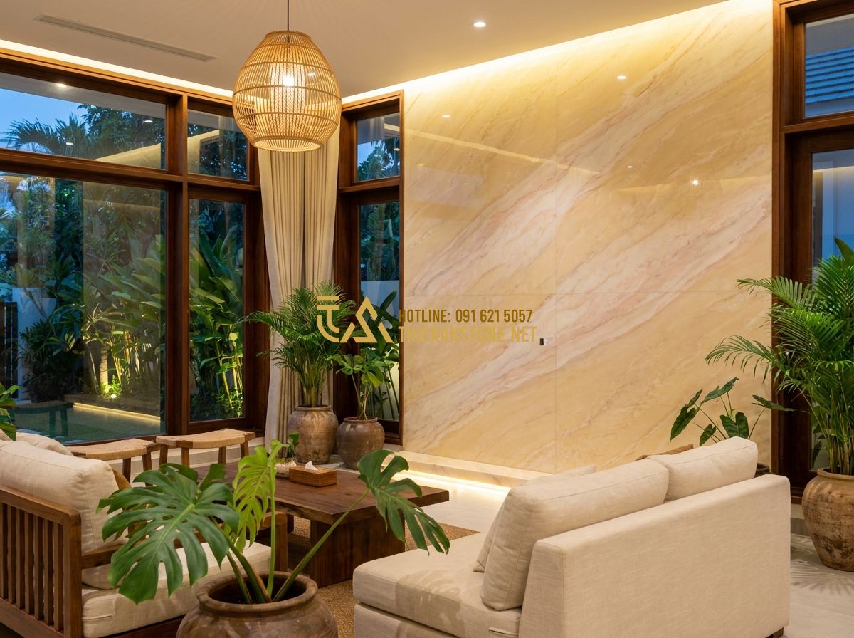 Báo Giá Đá Ốp Tường Mới Nhất 2026 – Giá Đá Ốp Tường Theo M2 & Kích Thước Chi Tiết - Hình 1 Báo Giá Đá Ốp Tường Mới Nhất 2026 – Giá Đá Ốp Tường Theo M2 & Kích Thước Chi Tiết - Tạo ảnh tiếng Anh: [A professional high-resolution photo of a modern villa inter