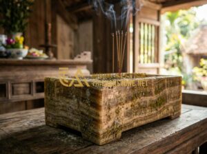 Bát Hương Đá Cổ: Khám Phá Vẻ Đẹp Trầm Mặc Và Ý Nghĩa Tâm Linh Sâu Sắc - Tạo ảnh tiếng Anh: A high-quality close-up shot of an ancient stone incense burn
