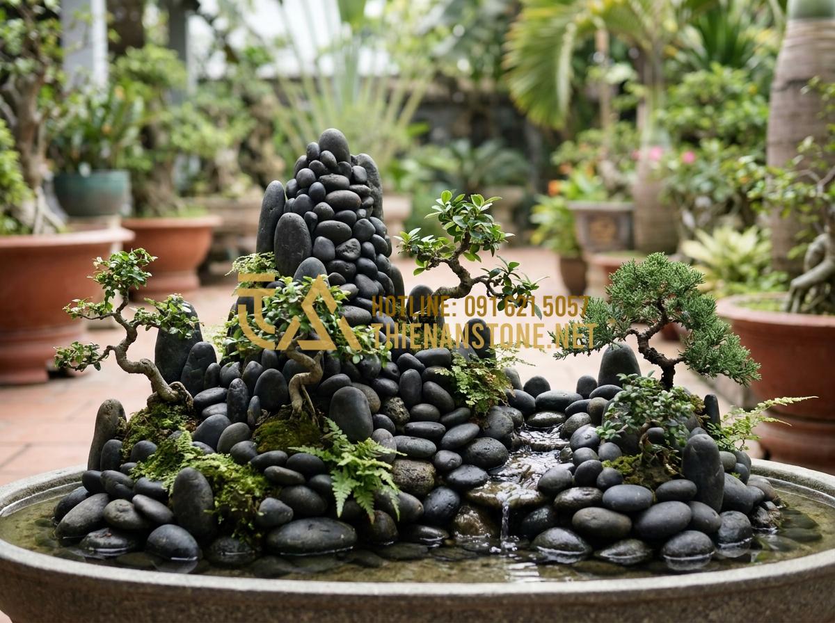 Bật Mí Cách Trang Trí Bằng Đá Cuội Vừa Tiết Kiệm Vừa Tinh Tế Cho Không Gian - Hình 12 Bật Mí Cách Trang Trí Bằng Đá Cuội Vừa Tiết Kiệm Vừa Tinh Tế Cho Không Gian - Miniature rockery non-bo landscape made with pebble stones, miniature trees and