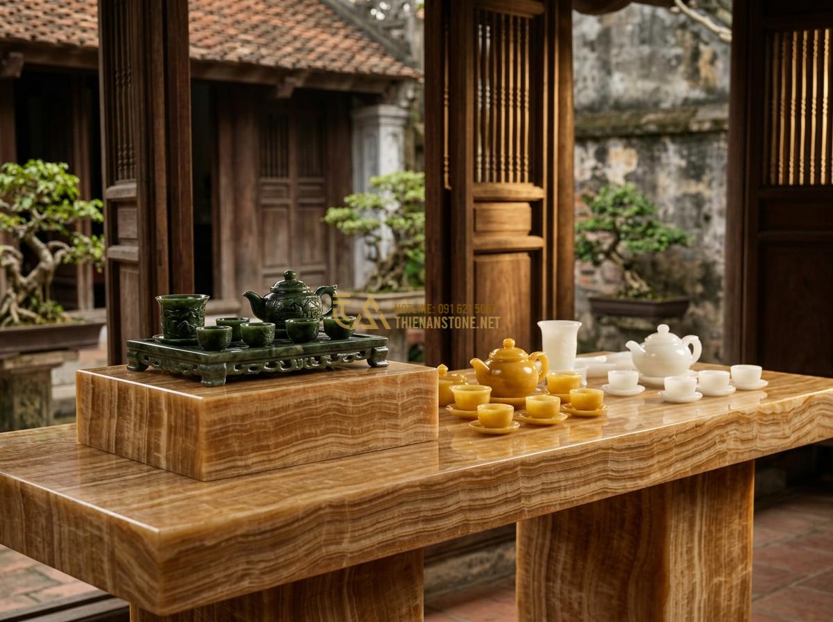 Bộ Ấm Chén Đá Ngọc: Đỉnh Cao Quà Tặng Phong Thủy & Bí Quyết Chọn Mua - Hình 8 Bộ Ấm Chén Đá Ngọc: Đỉnh Cao Quà Tặng Phong Thủy & Bí Quyết Chọn Mua - Tạo ảnh tiếng Anh: A professional banner image showcasing the variety of jade te