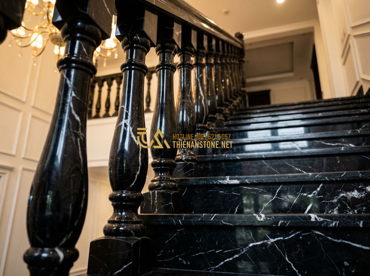 Cách Chọn Lục Bình Đá Lan Can Đẹp, Bền & Phù Hợp Kiến Trúc Nhà Việt - Hình 3 Cách Chọn Lục Bình Đá Lan Can Đẹp, Bền & Phù Hợp Kiến Trúc Nhà Việt - Tạo ảnh tiếng Anh: Close-up shot of an artisan's hands carefully polishing a gol