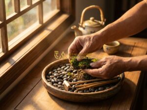 Cách Làm Tiểu Cảnh Sân Vườn Mini Đẹp Tự Làm Tại Nhà - Tạo ảnh tiếng Anh: A high-quality, professional photograph of a person's hands c