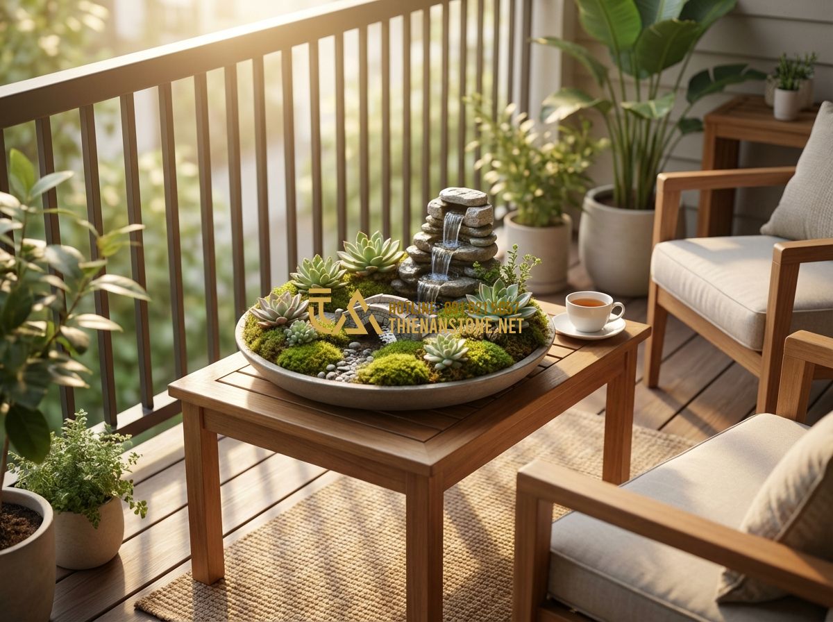 Cách Làm Tiểu Cảnh Sân Vườn Mini Đơn Giản Tại Nhà | Hướng Dẫn Chi Tiết - Hình 1 Cách Làm Tiểu Cảnh Sân Vườn Mini Đơn Giản Tại Nhà | Hướng Dẫn Chi Tiết - Tạo ảnh tiếng Anh: A high-quality, professional photography of a cozy apartment