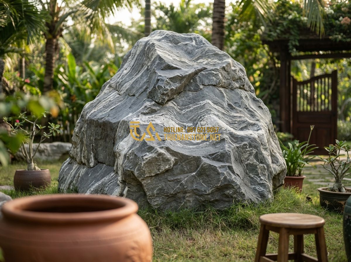 Cách Làm Vườn Đá Cảnh Bonsai Kết Hợp Cây Cảnh Và Đá Tự Nhiên Đẹp Như Chuyên Gia - Hình 5 Cách Làm Vườn Đá Cảnh Bonsai Kết Hợp Cây Cảnh Và Đá Tự Nhiên Đẹp Như Chuyên Gia - Tạo ảnh tiếng Anh: A collection of exquisite miniature bonsai rock scenes on a m