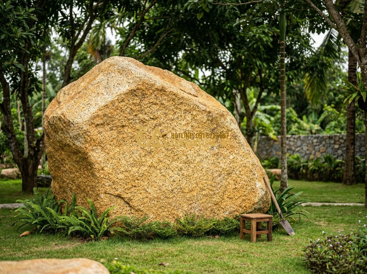 Cách Lát Đá Cubic Sân Vườn Chuẩn Kỹ Thuật – Hướng Dẫn Thi Công Đẹp Bền Mãi - Hình 5 Cách Lát Đá Cubic Sân Vườn Chuẩn Kỹ Thuật – Hướng Dẫn Thi Công Đẹp Bền Mãi - Tạo ảnh tiếng Anh: A wide shot of a beautiful garden courtyard with cubic stones