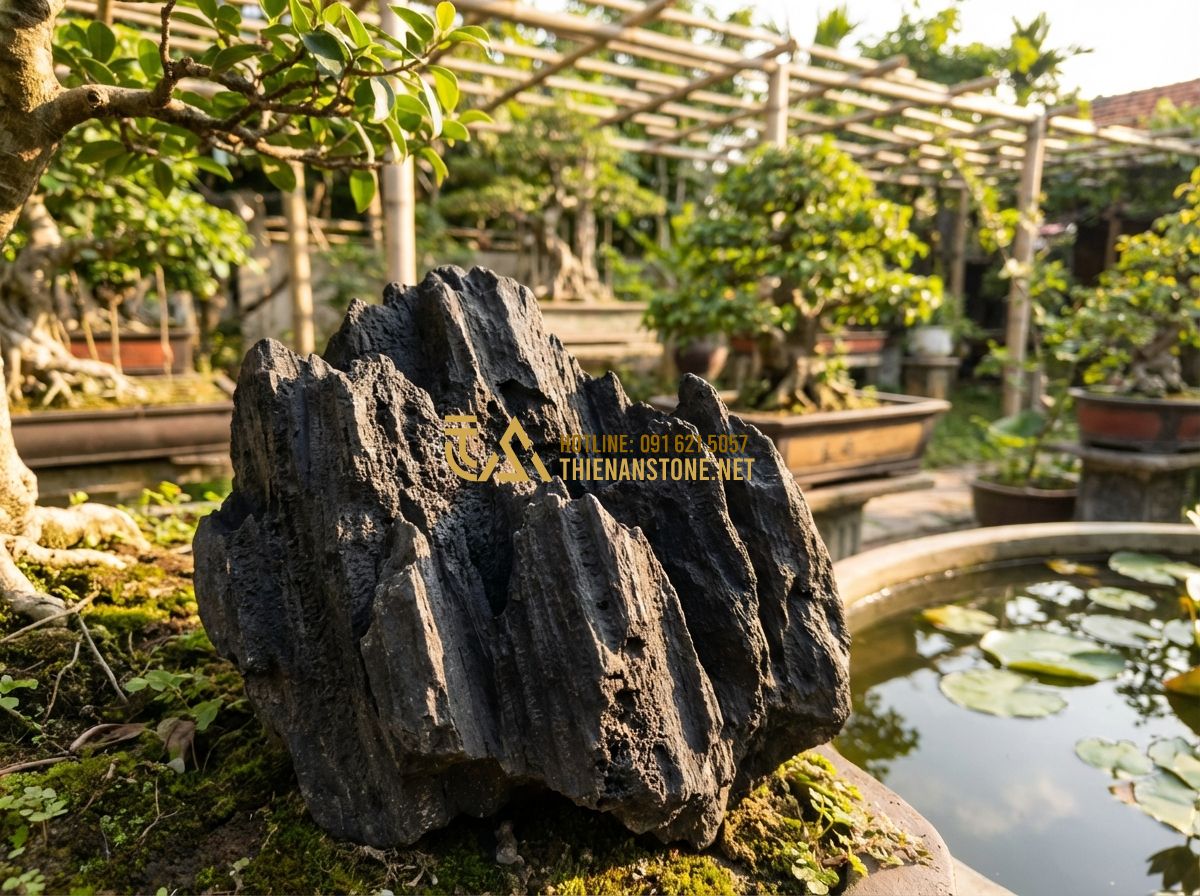 Cách Phân Biệt Đá Lũa Đen Thật Giả - Tránh Mua Phải Hàng Kém Chất Lượng - Tạo ảnh tiếng Anh: A high-quality close-up photograph of a natural black driftwo