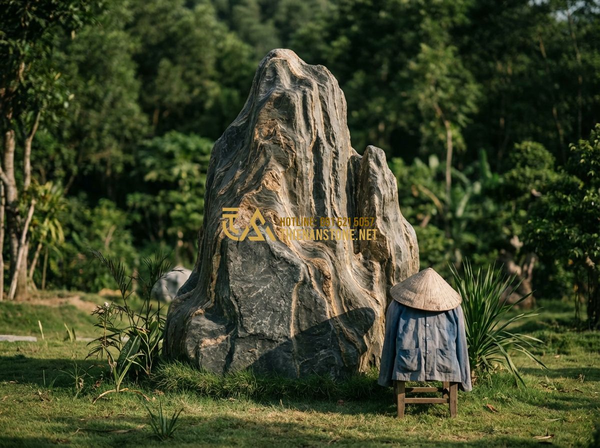 Cách Sưu Tầm Đá Cảnh Tự Nhiên: Kinh Nghiệm Từ A-Z Cho Người Đam Mê - Tạo ảnh tiếng Anh: An elderly man with a kind face, dressed in simple country cl