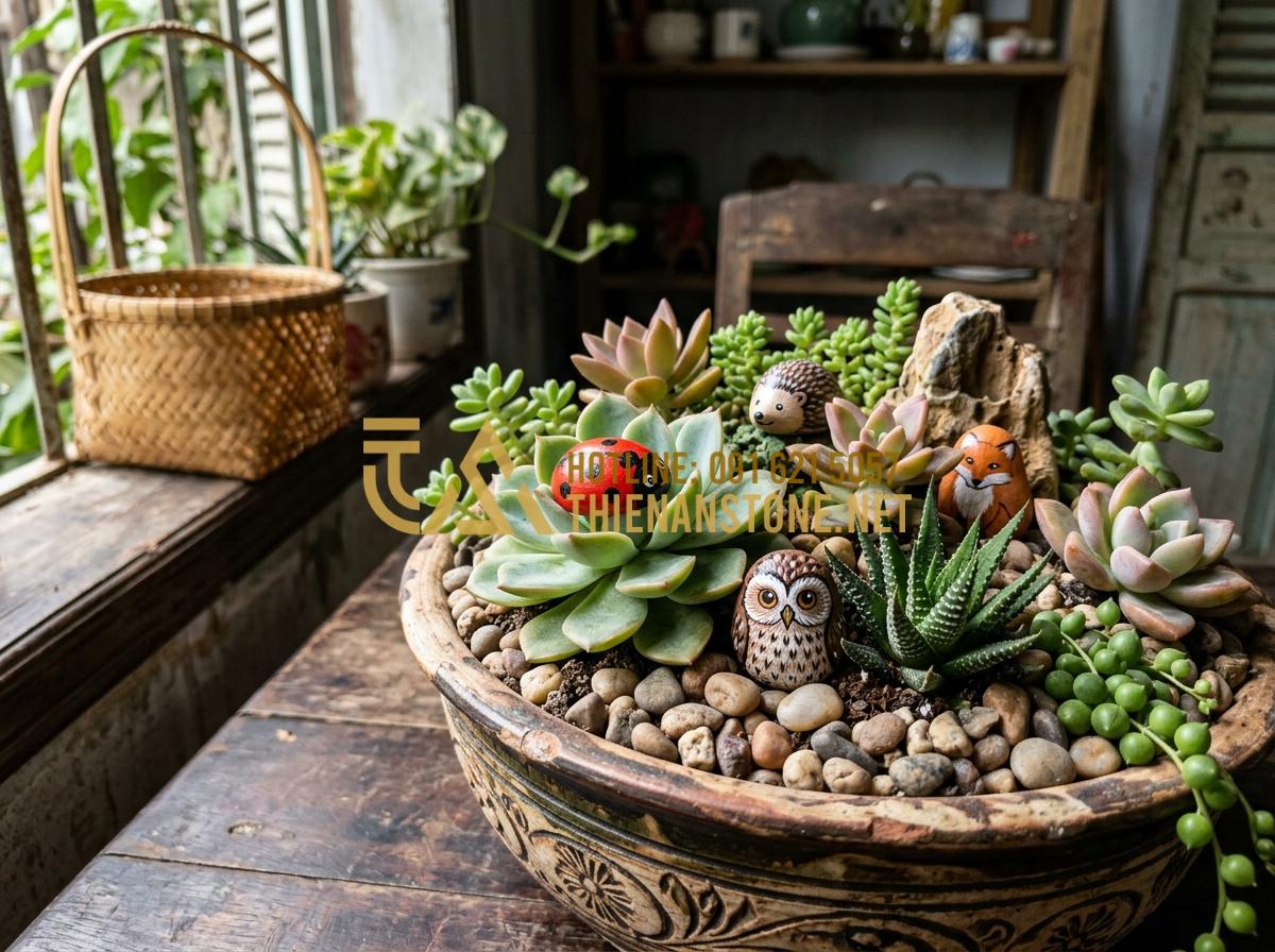Cách vẽ con vật trên đá cuội đơn giản cho người không chuyên - Hình 6 Cách vẽ con vật trên đá cuội đơn giản cho người không chuyên - Tạo ảnh tiếng Anh: [A creative display of painted animal stones integrated into