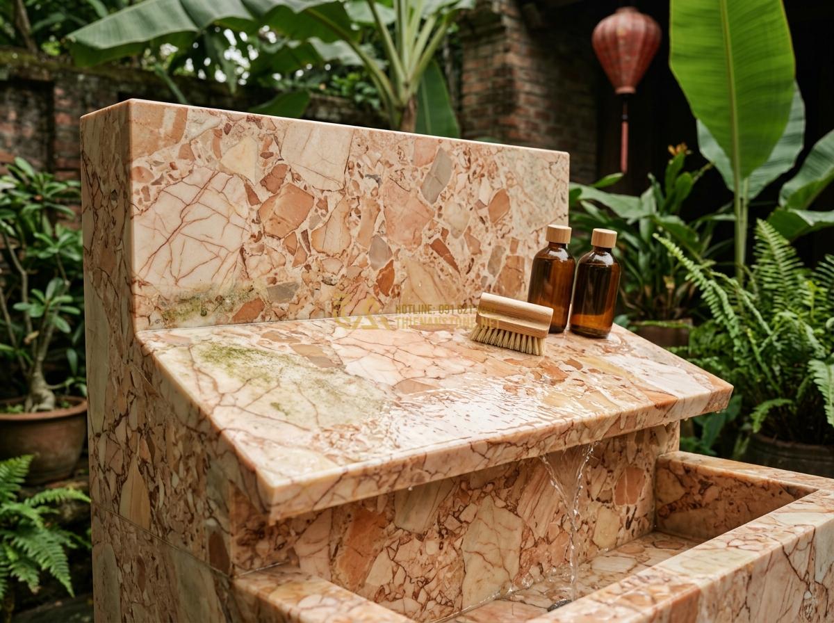 Cách Vệ Sinh Và Bảo Dưỡng Ang Nước Bằng Đá Tự Nhiên Đúng Cách, Bền Đẹp Lâu Năm - Professional cleaning process of stone water feature using safe eco-friendly pro