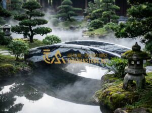Cầu đá vườn Nhật: Tinh hoa nghệ thuật Zen trong thiết kế sân vườn Nhật Bản - Tạo ảnh tiếng Anh: [A serene Japanese Zen garden at dawn, featuring a traditiona