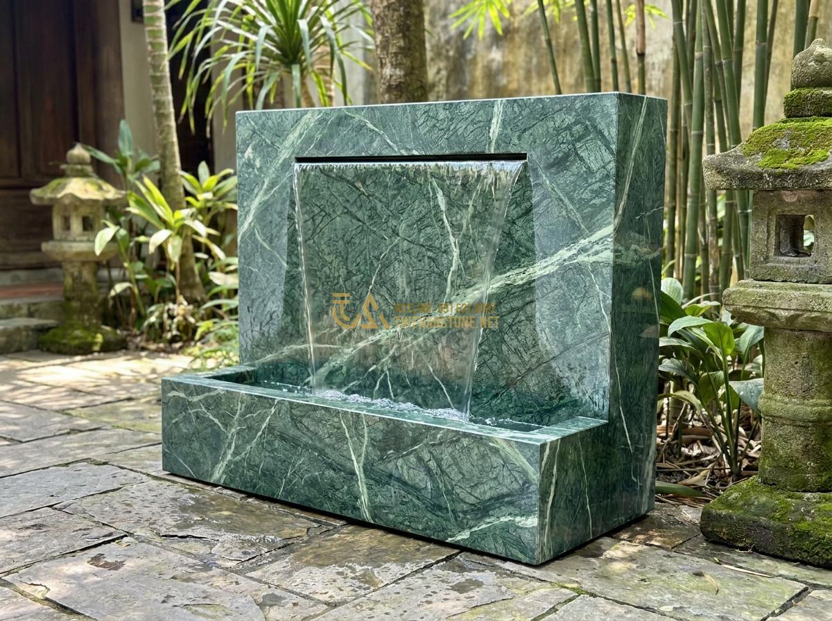 Cấu Tạo Đài Phun Nước Bằng Đá Tự Nhiên & Nguyên Lý Hoạt Động Chi Tiết - Hình 20 Cấu Tạo Đài Phun Nước Bằng Đá Tự Nhiên & Nguyên Lý Hoạt Động Chi Tiết - Modern minimalist single-block granite water fountain