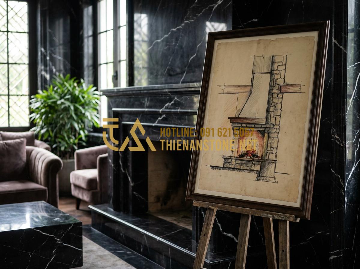 Cấu Tạo Lò Sưởi Đốt Củi: Tiêu Chuẩn Kỹ Thuật Để Không Bị Khói Vào Nhà - Tạo ảnh tiếng Anh: Professional architectural drawing of a traditional wood-burn
