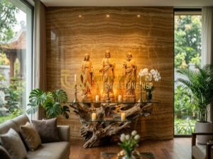 Chiêm Ngưỡng Các Kiểu Bàn Thờ Chúa Độc Lạ: Bằng Gốc Cây, Kính Và Đương Đại - Tạo ảnh tiếng Anh: A majestic and unique Catholic altar set in a high-end living