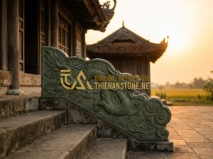 Chiếu Rồng Đá Là Gì? Ý Nghĩa Tâm Linh Và Vị Trí Đặt Chuẩn Phong Thủy - Tạo ảnh tiếng Anh: A high-quality, professional close-up photography of a tradit