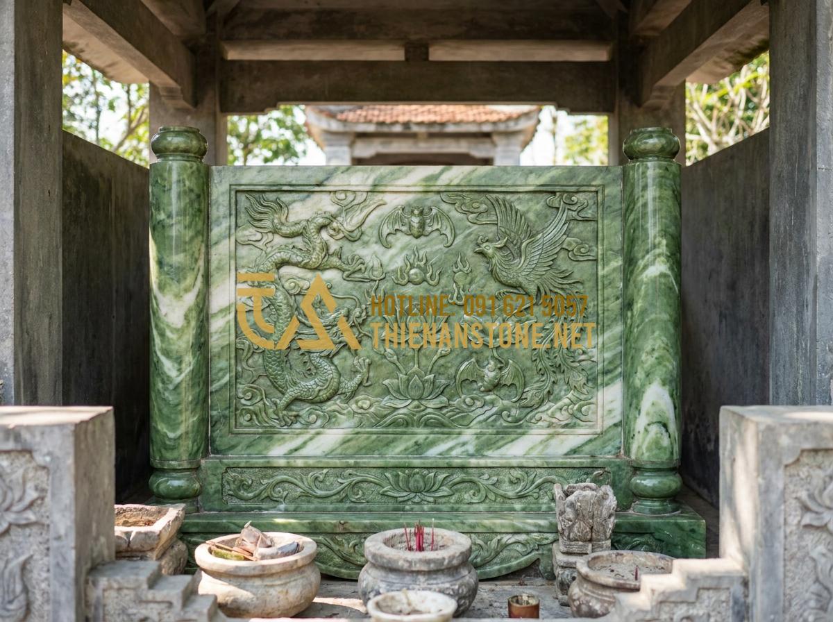 Cuốn Thư Đá Lăng Mộ Đẹp Nhất: Tổng Hợp Các Mẫu Cho Nghĩa Trang Gia Đình - Detailed feng shui stone scroll design incorporating lucky motifs and proper dir