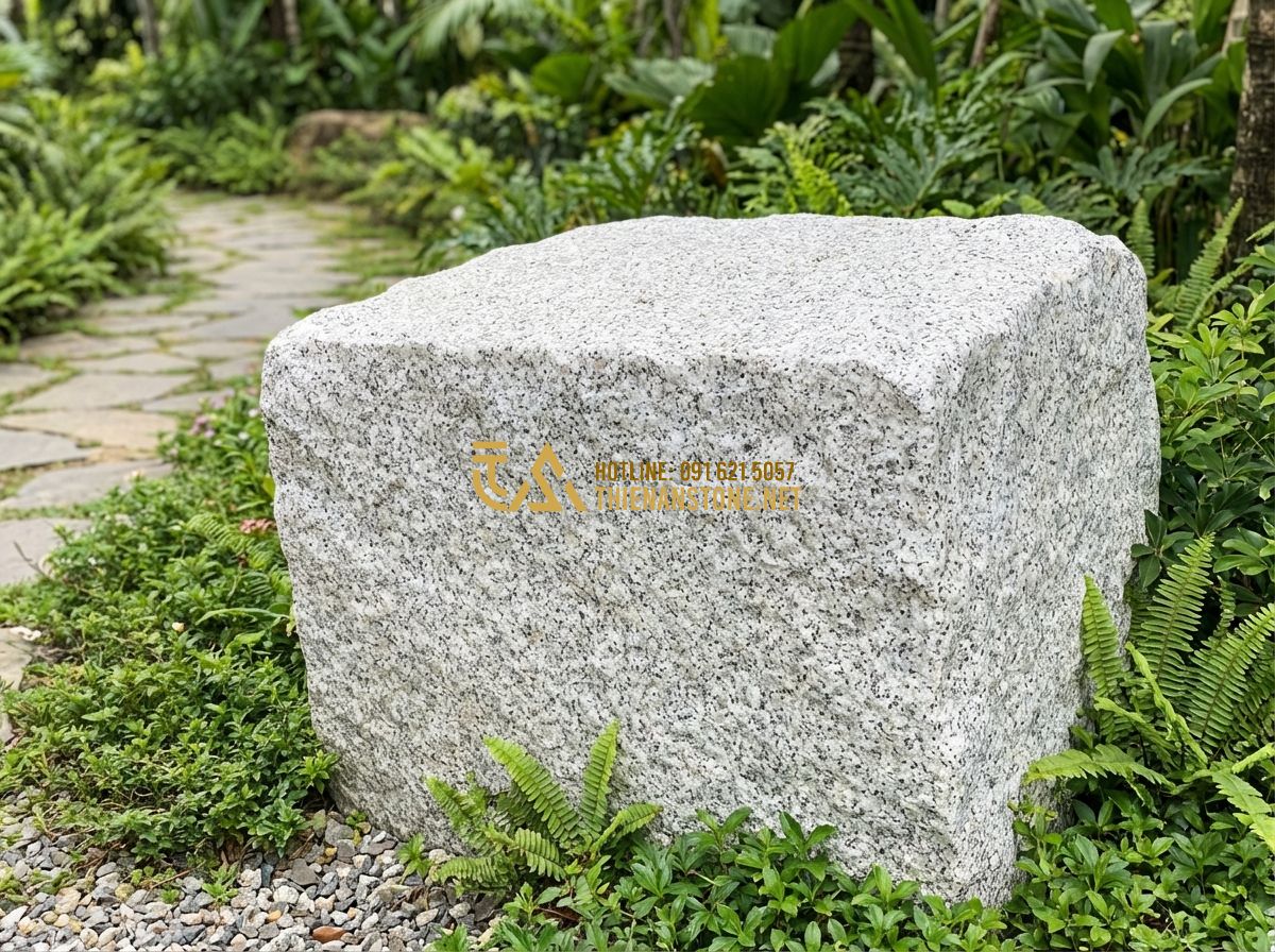 Đá Bước Dặm Granite Và Đá Bazan: Nên Chọn Loại Nào Cho Lối Đi Ngoài Trời? - Hình 4 Đá Bước Dặm Granite Và Đá Bazan: Nên Chọn Loại Nào Cho Lối Đi Ngoài Trời? - Tạo ảnh tiếng Anh: A side-by-side comparison chart displayed on a wooden table i