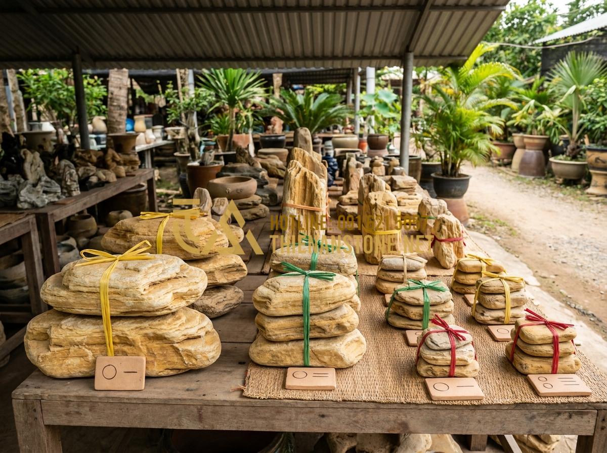 Đá Cổ Thạch Giá Bao Nhiêu? Bảng Báo Giá Chi Tiết Sỉ & Lẻ Mới Nhất - Hình 10 Đá Cổ Thạch Giá Bao Nhiêu? Bảng Báo Giá Chi Tiết Sỉ & Lẻ Mới Nhất - Color coded co thach stones yellow and green with size variations and pricing de