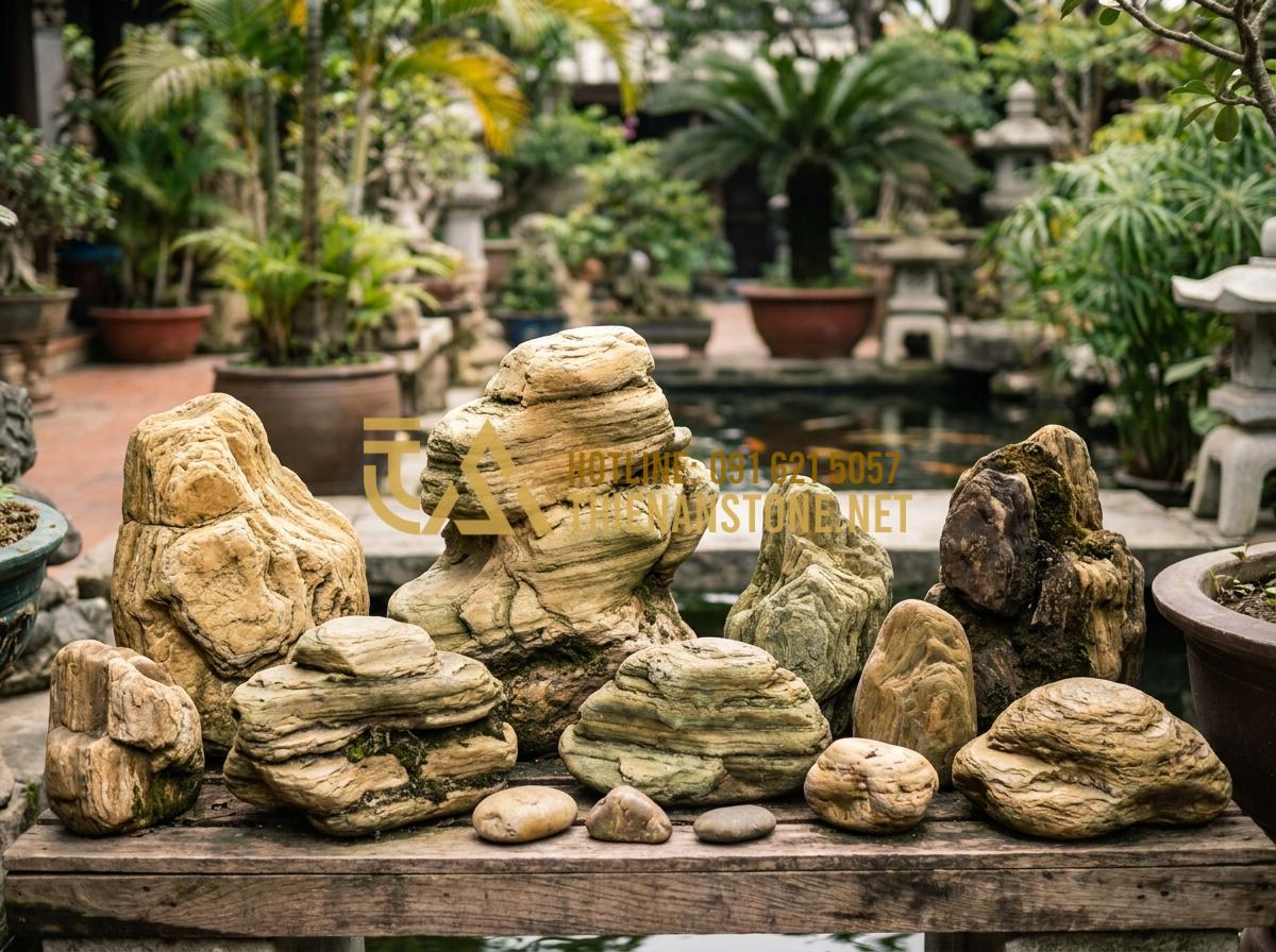 Đá Cổ Thạch Giá Bao Nhiêu? Bảng Báo Giá Chi Tiết Sỉ & Lẻ Mới Nhất - Hình 3 Đá Cổ Thạch Giá Bao Nhiêu? Bảng Báo Giá Chi Tiết Sỉ & Lẻ Mới Nhất - Collection of different types of co thach stones including yellow, green, small