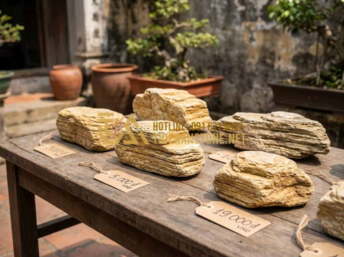 Đá Cổ Thạch Giá Bao Nhiêu? Bảng Báo Giá Chi Tiết Sỉ & Lẻ Mới Nhất - Hình 7 Đá Cổ Thạch Giá Bao Nhiêu? Bảng Báo Giá Chi Tiết Sỉ & Lẻ Mới Nhất - Professional pricing table layout with various co thach stone samples photograph