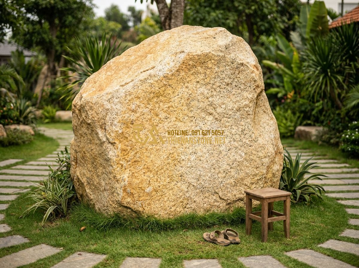 Đá Cubic 10x10, 10x10x5, 100x100x50: Bảng Kích Thước Phổ Biến & Hướng Dẫn Chọn 2026 - Tạo ảnh tiếng Anh: A panoramic shot of the Thien An Stone workshop in Phu Tho, s