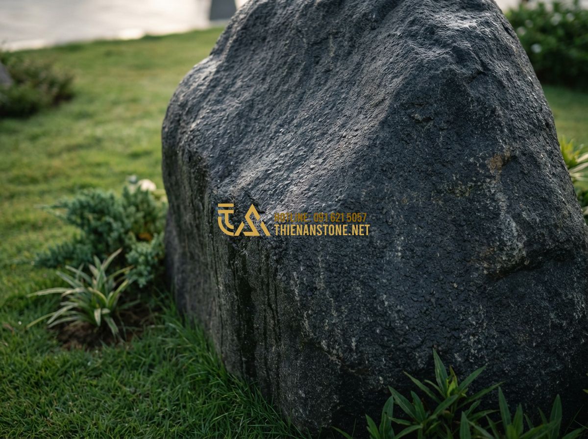 Đá Cubic Lát Sân Đẹp 2026: 130+ Mẫu Đá Cubic Bazan Granite Tự Nhiên Texture Sang Trọng - Hình 2 Đá Cubic Lát Sân Đẹp 2026: 130+ Mẫu Đá Cubic Bazan Granite Tự Nhiên Texture Sang Trọng - Tạo ảnh tiếng Anh: Detailed close-up shot of dark basalt cubic stones arranged i