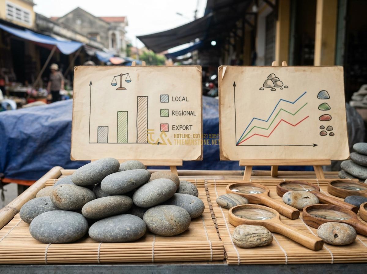 Đá Cuội Lớn (Đá Cuội To): Bảng Giá Chi Tiết & Nơi Mua Chuyên Sỉ Lẻ - Factors affecting large pebble stone prices illustrated with market comparison c
