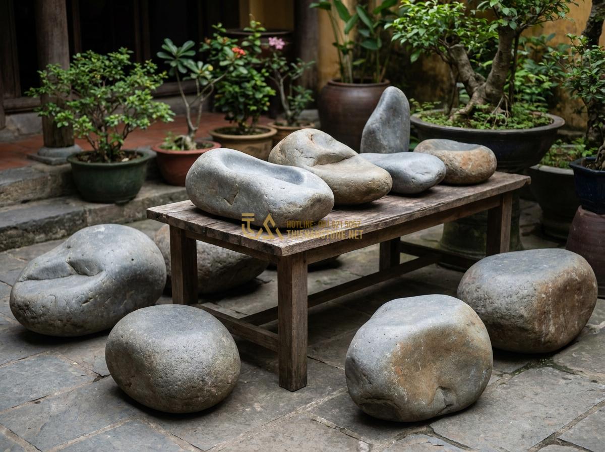 Đá Cuội Lớn (Đá Cuội To): Bảng Giá Chi Tiết & Nơi Mua Chuyên Sỉ Lẻ - Team of experts at Thien An Stone consulting clients on big pebble stone selecti