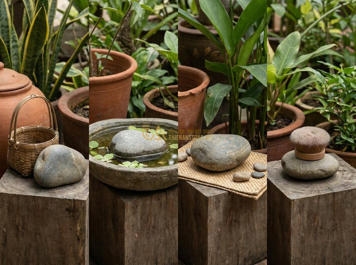 Đá Cuội Lớn (Đá Cuội To): Bảng Giá Chi Tiết & Nơi Mua Chuyên Sỉ Lẻ - FAQ section illustration with common questions about large pebbles answered visu