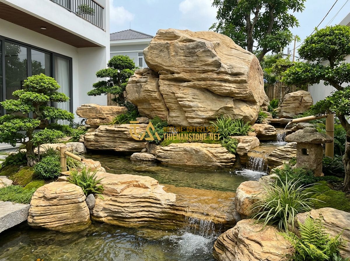 Đá Rối Lát Sân Vườn Đẹp: Hướng Dẫn Lát Sân + Báo Giá Đá Rối Lát Sân Mới Nhất 2026 - Tạo ảnh tiếng Anh: A professionally designed pricing infographic displayed on a