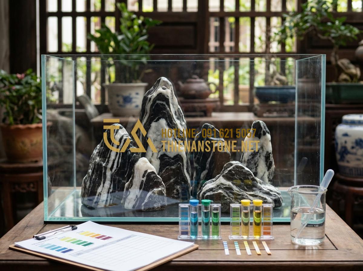 Đá Tuyết Sơn có làm tăng độ cứng (pH) của nước hồ thủy sinh không? - Hình 11 Đá Tuyết Sơn có làm tăng độ cứng (pH) của nước hồ thủy sinh không? - Professional aquarium water parameter chart and test results specifically for ta
