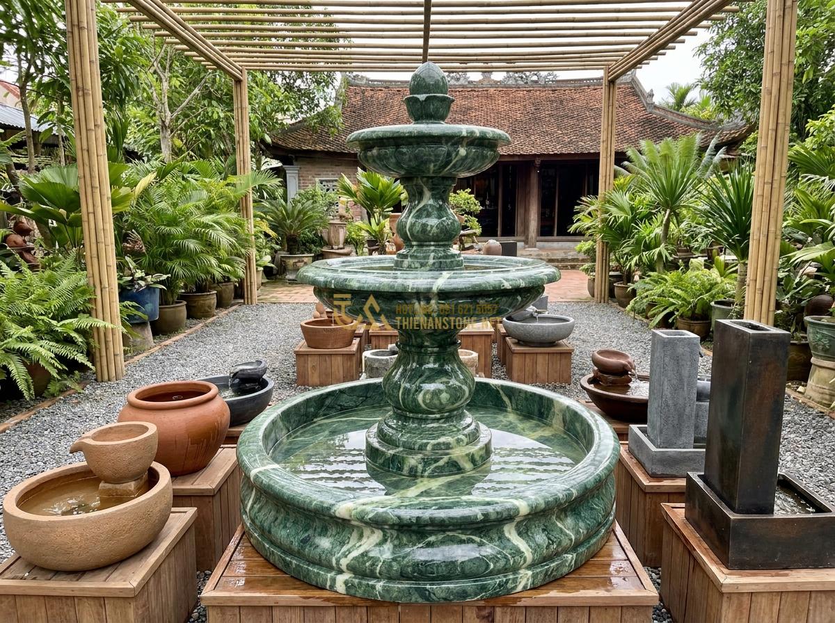Đài Phun Nước Mini Bằng Đá Tự Nhiên: Mẫu Đẹp, Giá Rẻ Cho Không Gian Nhỏ & Để Bàn - Hình 18 Đài Phun Nước Mini Bằng Đá Tự Nhiên: Mẫu Đẹp, Giá Rẻ Cho Không Gian Nhỏ & Để Bàn - Premium natural stone fountain standing out among other material options in a pr
