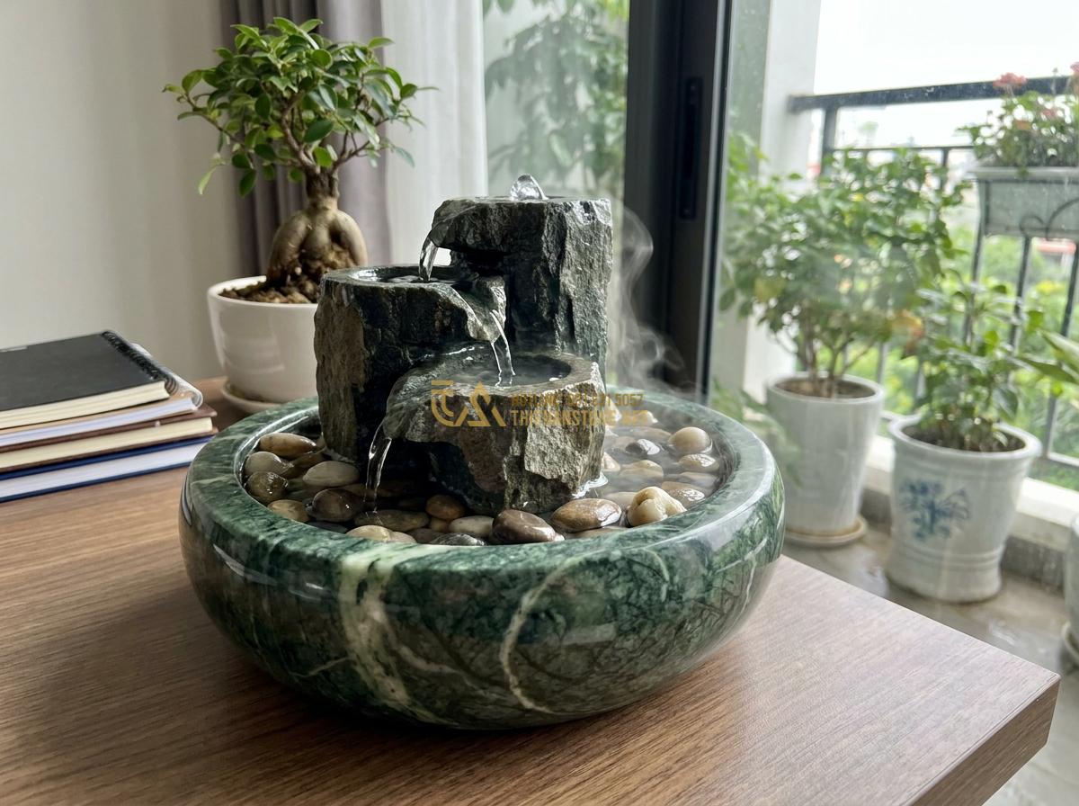 Đài Phun Nước Mini Bằng Đá Tự Nhiên: Mẫu Đẹp, Giá Rẻ Cho Không Gian Nhỏ & Để Bàn - Hình 4 Đài Phun Nước Mini Bằng Đá Tự Nhiên: Mẫu Đẹp, Giá Rẻ Cho Không Gian Nhỏ & Để Bàn - Beautiful small desk fountain made of natural basalt stone with crystal clear wa