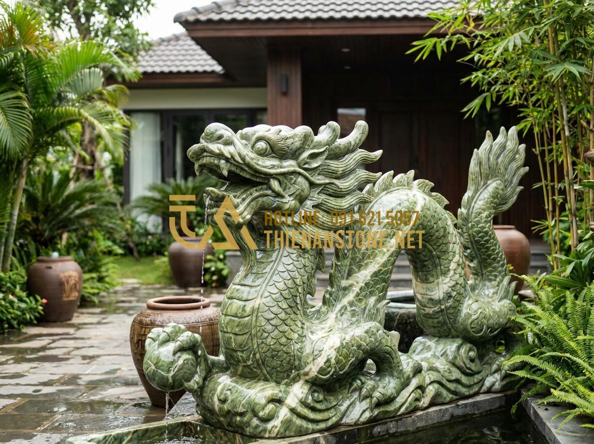 Địa Chỉ Nhận Thi Công Chiếu Rồng Đá Tại Hà Nội, Hải Phòng Và Các Tỉnh Miền Bắc - Hình 18 Địa Chỉ Nhận Thi Công Chiếu Rồng Đá Tại Hà Nội, Hải Phòng Và Các Tỉnh Miền Bắc - Happy customers standing next to newly installed stone dragon feature in their c