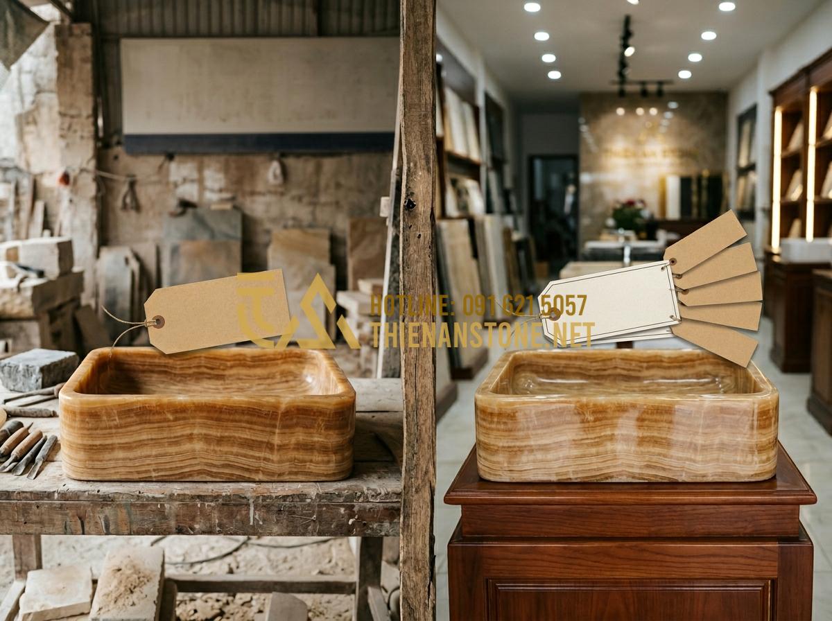Giá Bàn Thờ Đá Công Giáo Bao Nhiêu? Bảng Giá Chi Tiết Tại Xưởng 2026 - Hình 11 Giá Bàn Thờ Đá Công Giáo Bao Nhiêu? Bảng Giá Chi Tiết Tại Xưởng 2026 - Tạo ảnh tiếng Anh: A direct comparison graphic. On one side, a factory-direct pu