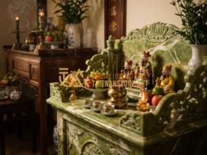 Giải Mã Giấc Mơ Thấy Bàn Thờ Thần Tài Đánh Con Gì Và Điềm Báo Cát Hung? - Tạo ảnh tiếng Anh: A high-end, realistic photo of a traditional Vietnamese spiri