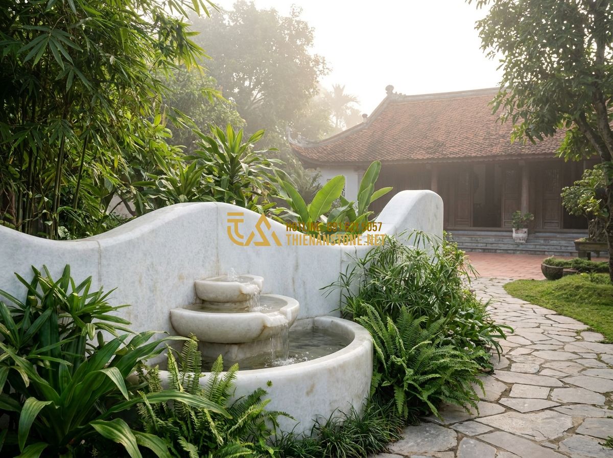 Hàng Rào Đá Cuội - Đá Chẻ - Đá Ong Tự Nhiên: Đặc Điểm, Ứng Dụng & So Sánh Chi Tiết - Hình 9 Hàng Rào Đá Cuội - Đá Chẻ - Đá Ong Tự Nhiên: Đặc Điểm, Ứng Dụng & So Sánh Chi Tiết - Tạo ảnh tiếng Anh: A serene residential landscape showing a stone fence integrat