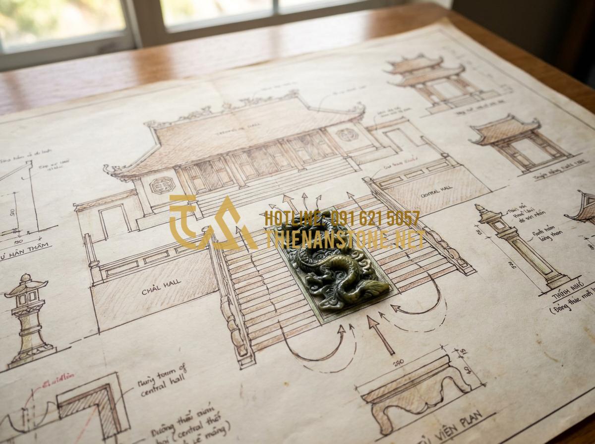 Hỏi Đáp: Vỡ Chiếu Rồng Đá Có Sao Không? Cách Hóa Giải Theo Phong Thủy - Tạo ảnh tiếng Anh: A diagram or a visual representation of a traditional Vietnam