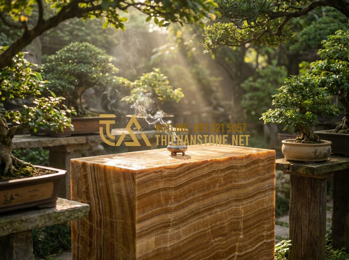 Hướng Dẫn Cách Lập Bàn Thờ Ngoài Trời: Quy Trình Xây Và Sắm Lễ Cúng Đầy Đủ - Hình 1 Hướng Dẫn Cách Lập Bàn Thờ Ngoài Trời: Quy Trình Xây Và Sắm Lễ Cúng Đầy Đủ - Tạo ảnh tiếng Anh: [A traditional Vietnamese outdoor stone altar (Ban Thien) pla